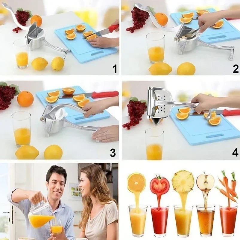 Handmatige citruspers — ergonomische grip, bediening met één hand