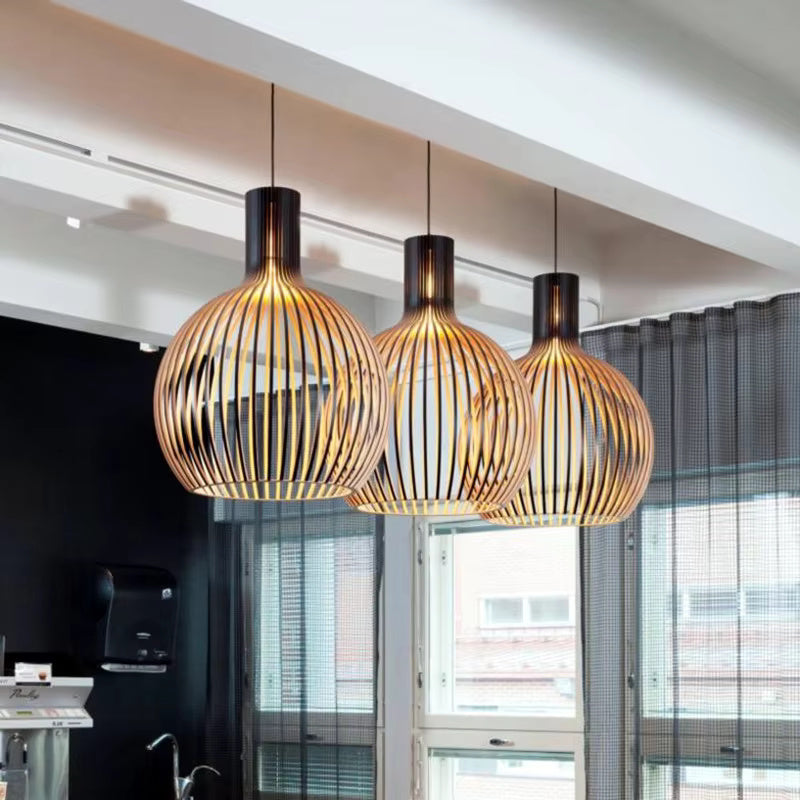 Lampă suspendată din lemn organic Natura Orb 35–45 cm