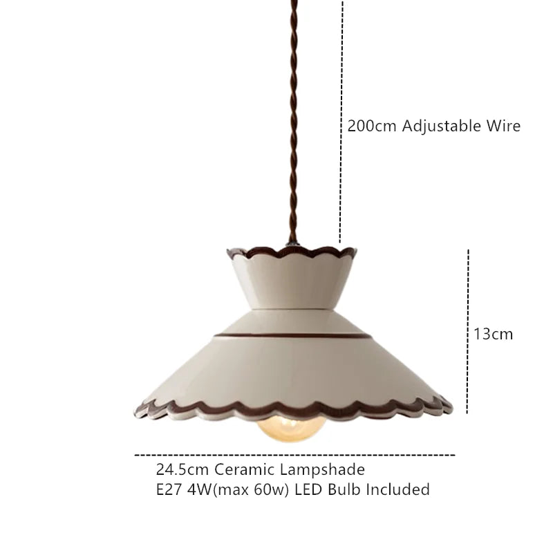 Ceramiczna lampa wisząca — miedziana oprawa, motyw kwiatowy, E27, 4 wzory