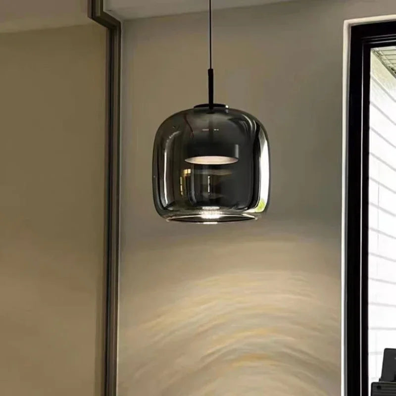 Skandinavisk glastaklampa – bärnstensfärgad/genomskinlig/grå, Ø15/25/35 cm