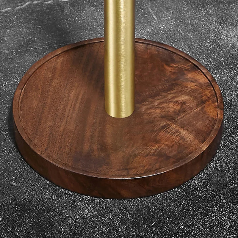 Pähkinäpuinen talouspaperiteline keittiöön — kultaista ruostumatonta terästä, 27 cm