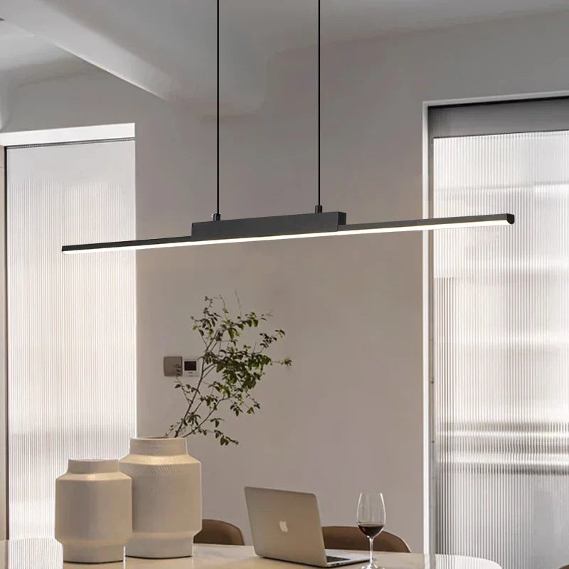 Modern Linear Dining Pendant Light | Minimalist LED Chandelier for Kitchen & Living Spaces | Wildoxy