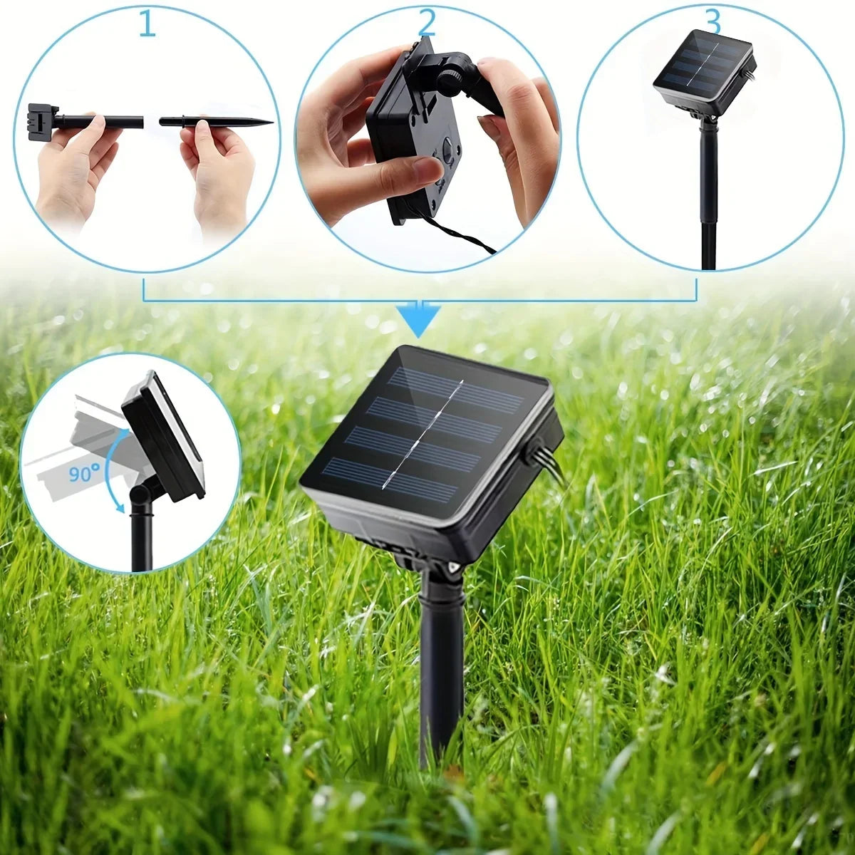 Solar-Lichterkette aus Hanfseil — 5 Meter, warmes LED-Licht