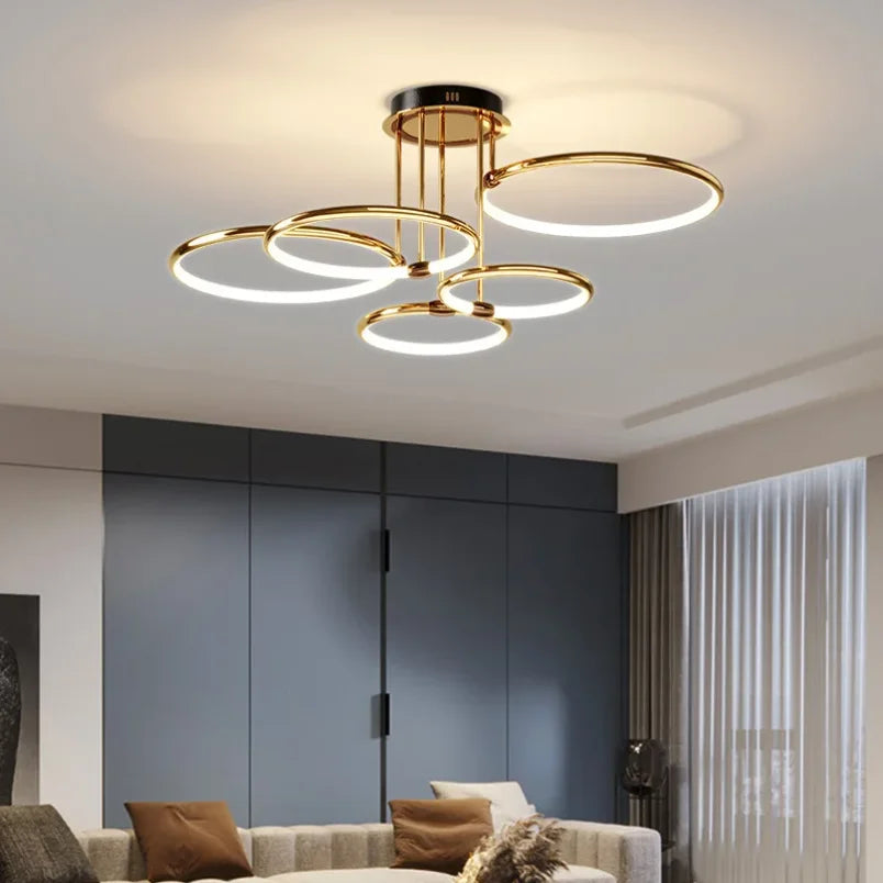 LED-Deckenleuchte mit Ringen – 3–6 Ringe, dimmbar, warmes, neutrales und kühles Licht