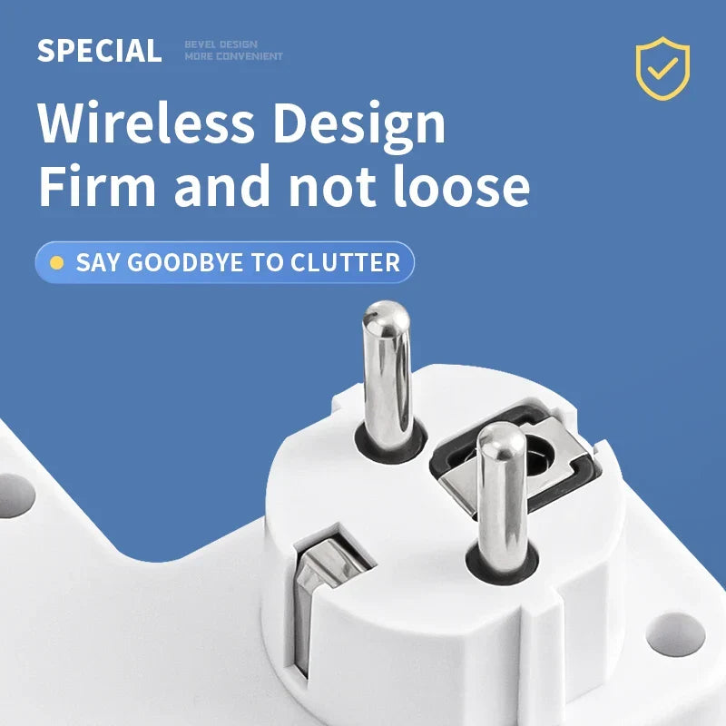 מפצל חשמל עם שקעים מרובים — USB, USB-C, מתג והגנה מפני נחשולי מתח