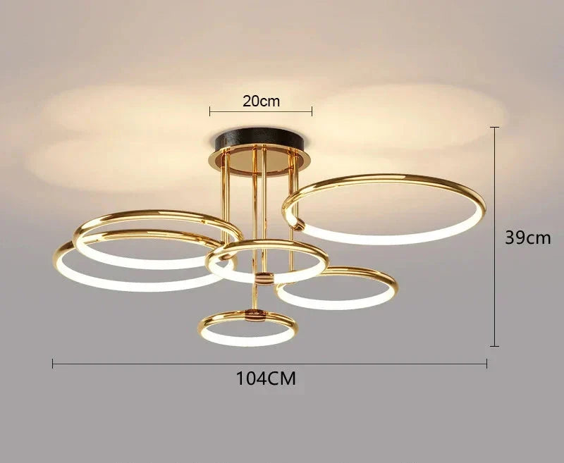 LED-Deckenleuchte mit Ringen – 3–6 Ringe, dimmbar, warmes, neutrales und kühles Licht