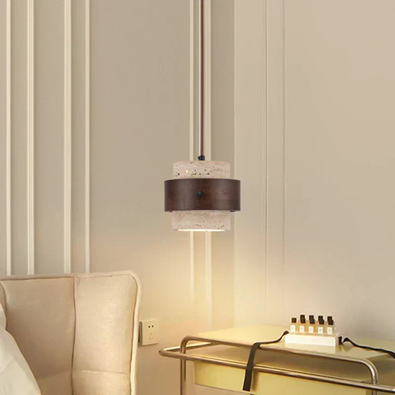 NovaWood Stone-Wood Pendant Lamp — 1-E27 Socket, Non-Dimmable