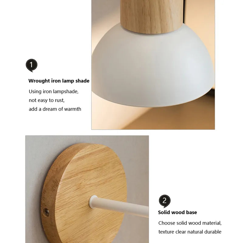 Liora Northwind Wall Lamp — Nordic Wood Finish, Bird Silhouette Detail, Adjustable LED Arm