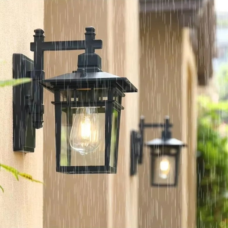 Zwarte aluminium-buitenwandlamp - IP23 E27 waterdicht