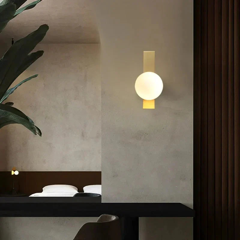 Aurelia Wall Lamp — Gilded Glass Stone Surface, Single LED G9 Bulb