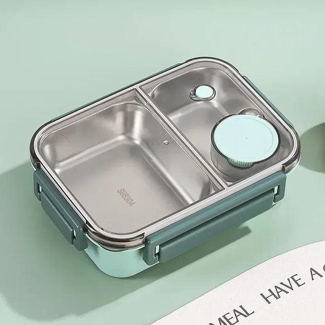 Isolerad lunchlåda — rostfritt stål, fack, läckagesäkert lock