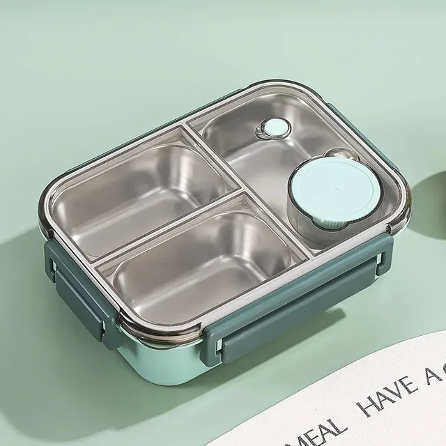 Isolerad lunchlåda — rostfritt stål, fack, läckagesäkert lock