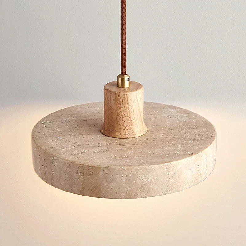 Elaraa Travertine Finish LED Pendant Lamp — Single Cord, E27 Base