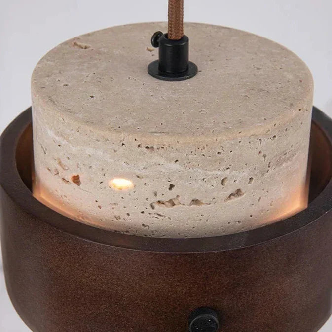 NovaWood Stone-Wood Pendant Lamp — 1-E27 Socket, Non-Dimmable