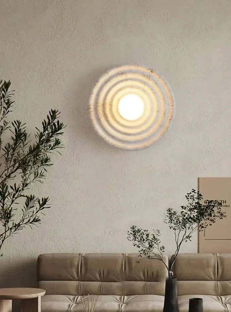 Aurelle LED Wall Lamp — Perforated Resin and Iron Construction, Upward and Downward Lighting