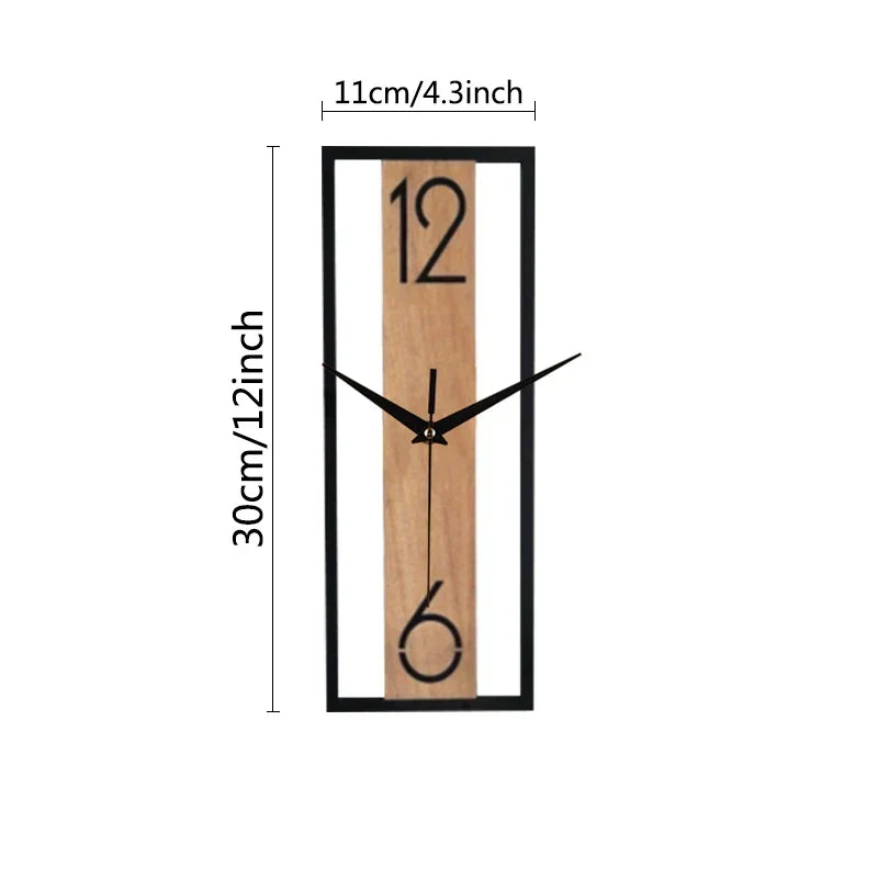 Modern Rectangular Wall Clock | Slim Wood Grain Frame Design | Wildoxy