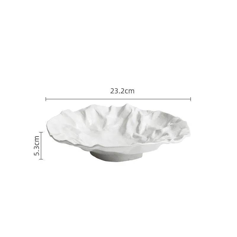 Bol ceramic - Textură ondulată, alb și negru, 23cm și 28cm