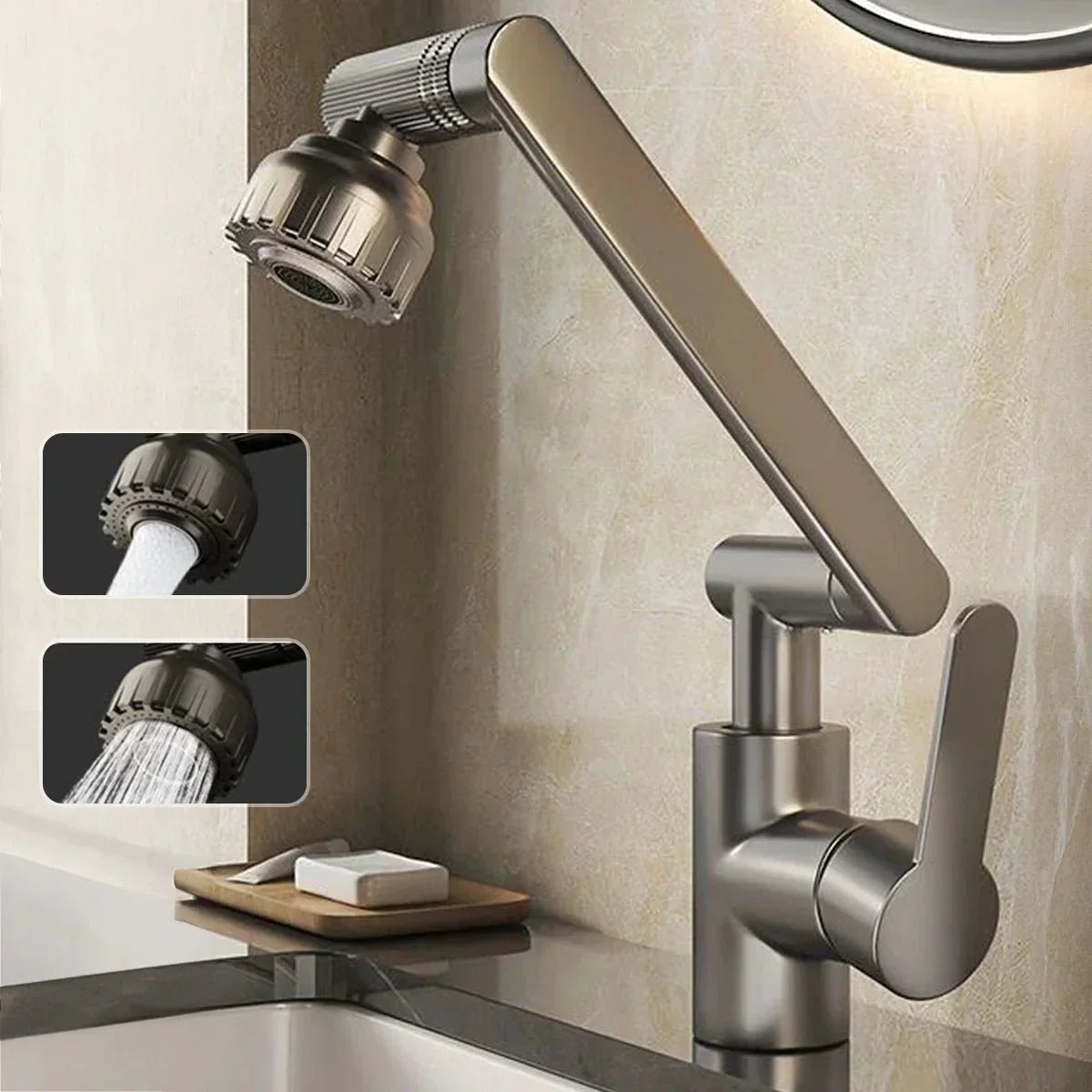 NovaFlex 360 Robotic Arm Kitchen Faucet — BubbleFlow and Shower Spray Modes