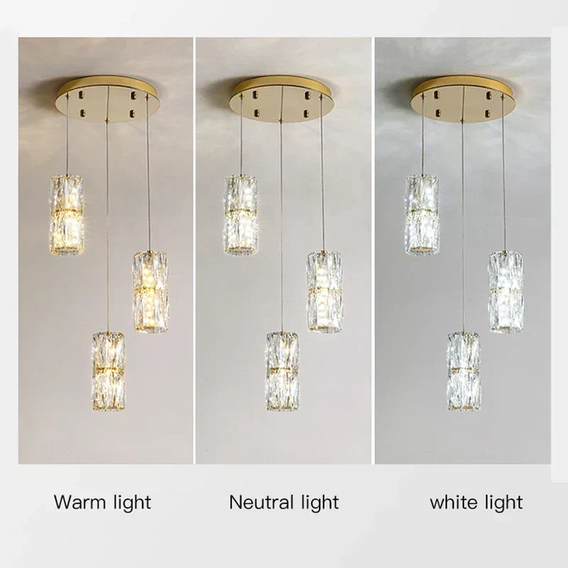 Aurea Pendelleuchte mit Kristallverzierung — elegante, retro-moderne Silhouette