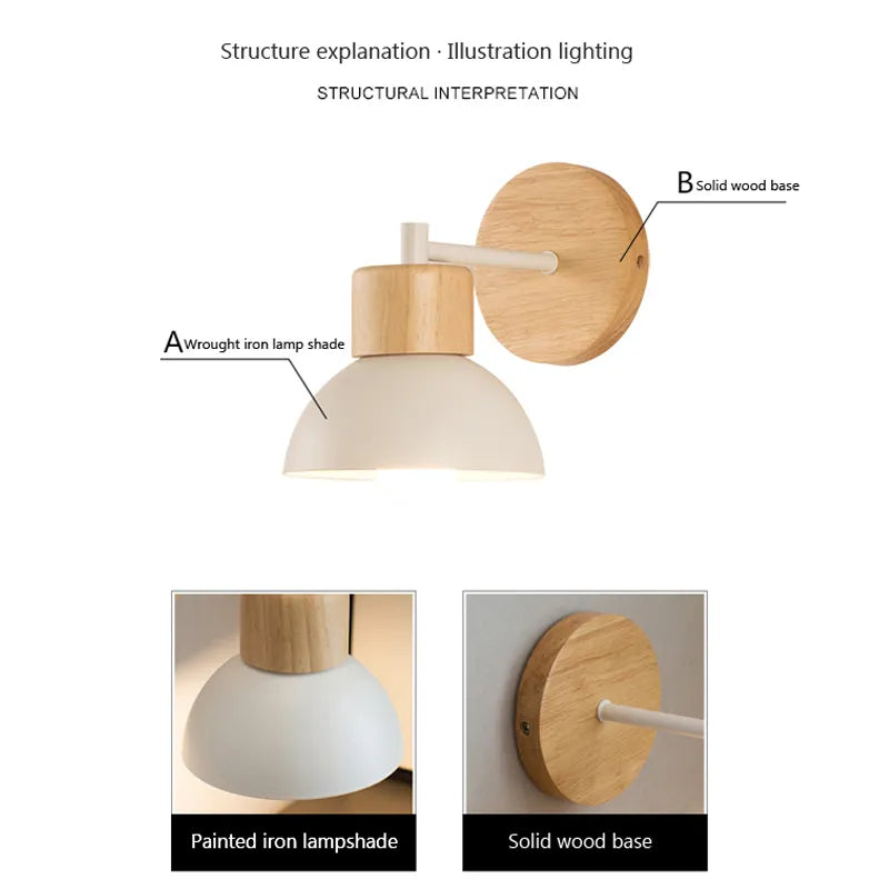 Liora Northwind Wall Lamp — Nordic Wood Finish, Bird Silhouette Detail, Adjustable LED Arm