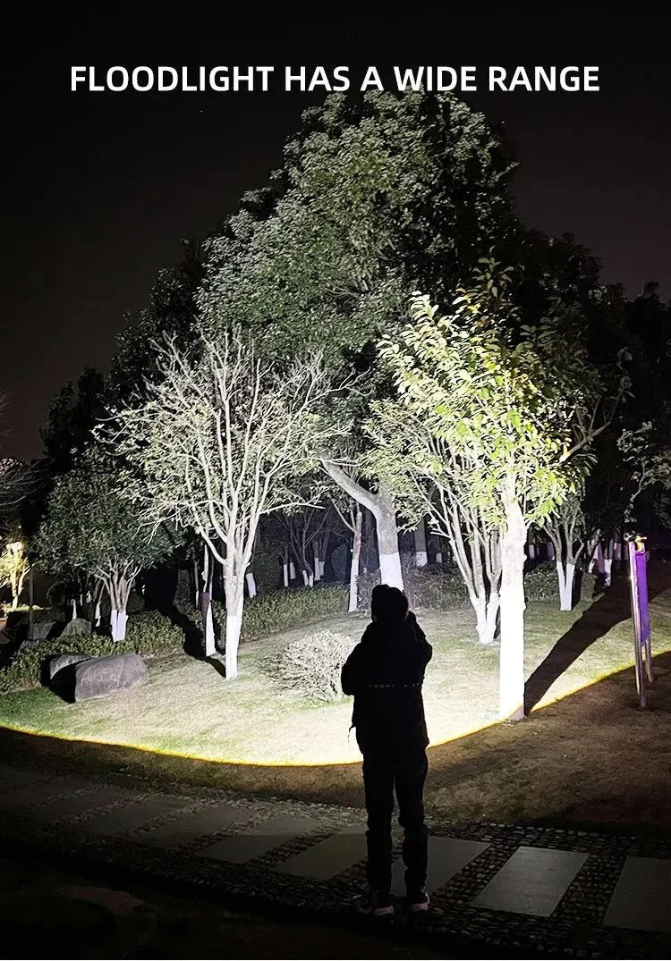 BrightPulse LED svítilna — 100 000 lumenů, dobíjení přes USB, zoom, voděodolná