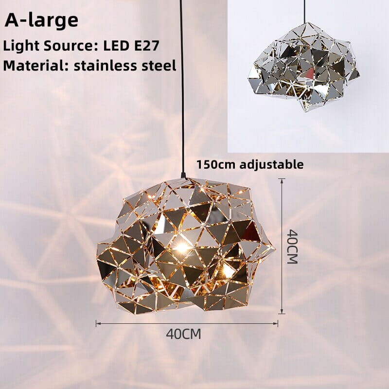 NovaGrid Geometric Stainless Steel Pendant Lights — Angular Silhouette, Polished Finish