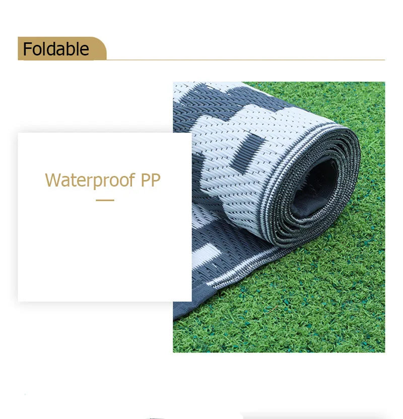Alfombra de exterior de PP gris impermeable, plegable, 120x180cm
