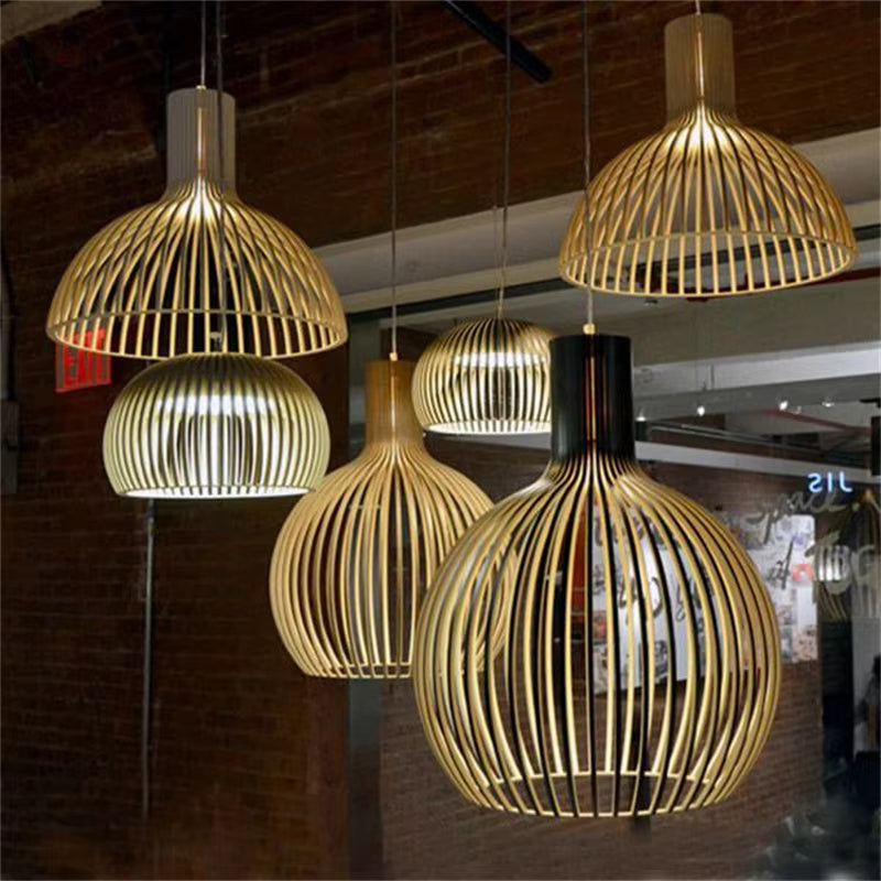 Lampă suspendată din lemn organic Natura Orb 35–45 cm