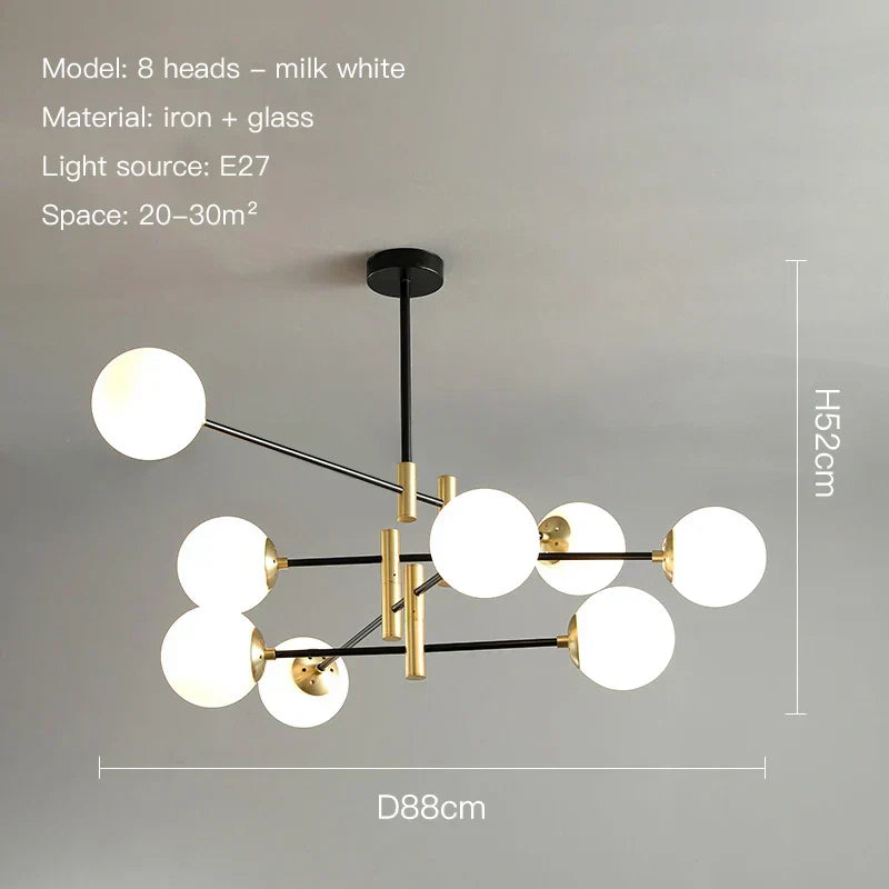 Auralis Black and Gold Adjustable Ceiling Chandelier