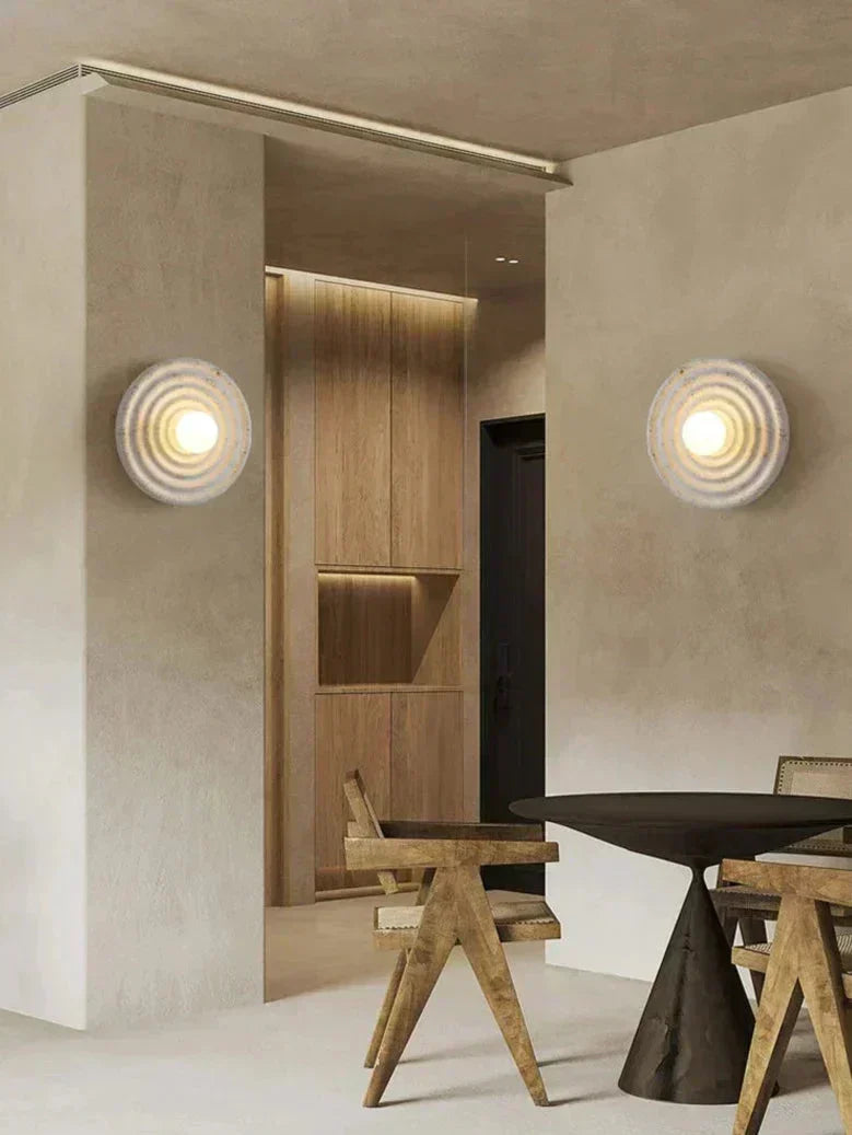 Aurelle LED Wall Lamp — Perforated Resin and Iron Construction, Upward and Downward Lighting