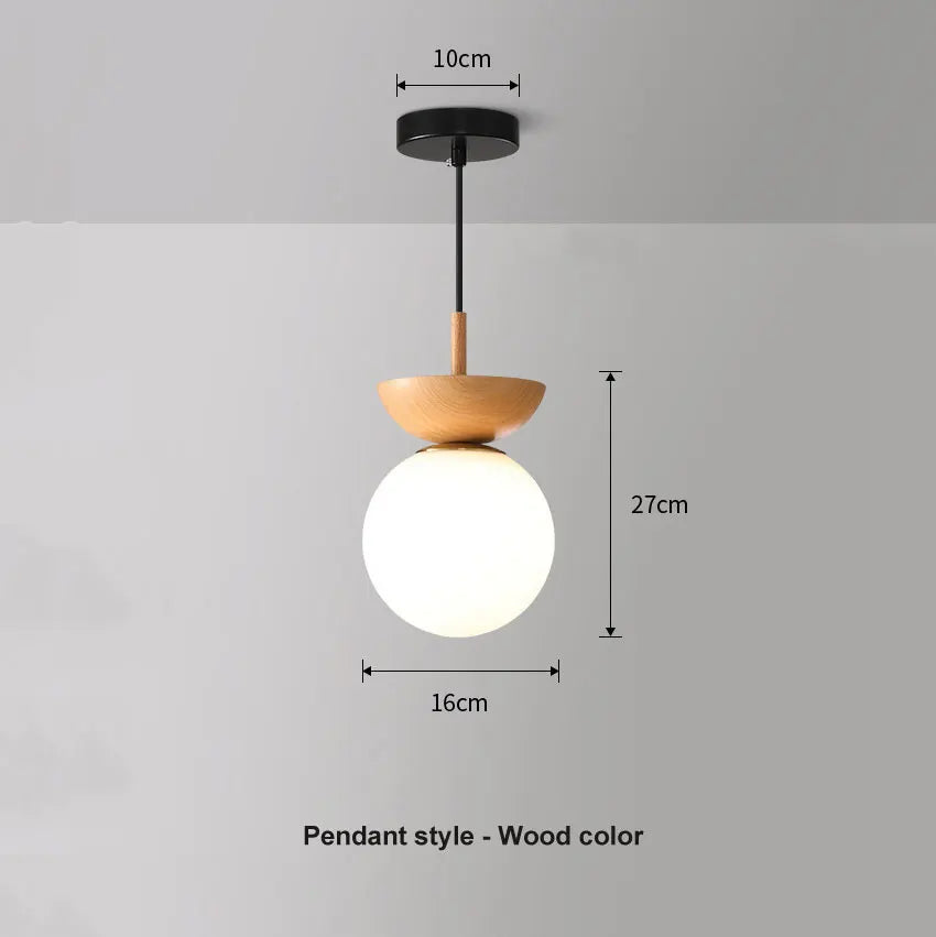 Modern Nordic Glass Ball Ceiling & Pendant Light | Wood Finish | Wildoxy