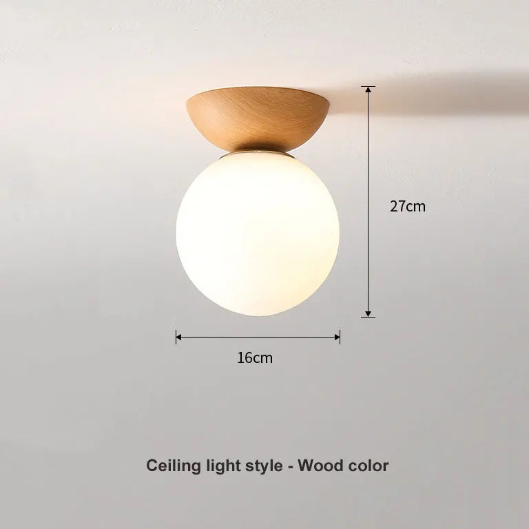 Modern Nordic Glass Ball Ceiling & Pendant Light | Wood Finish | Wildoxy