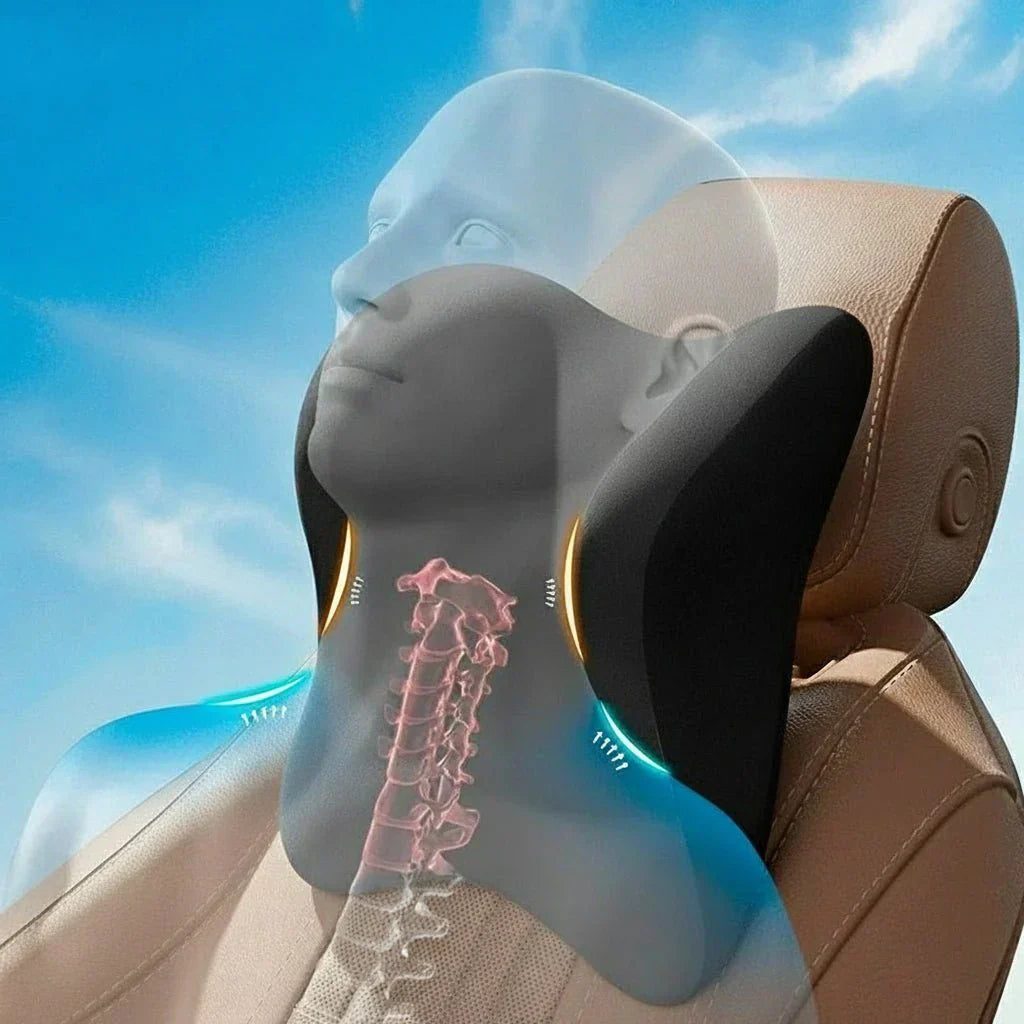 NovaNest Ergonomic Memory Foam Car Neck Pillow — Neck and Lumbar Support