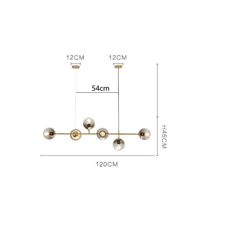 Astraeon Aluminum Glass Chandelier — Glass Ball Centerpiece In Gold Or Black Finish