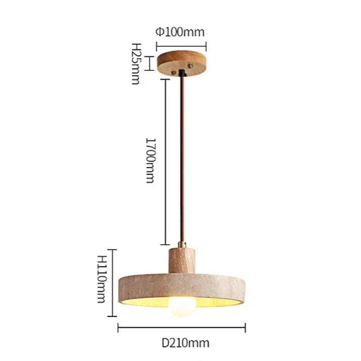 Elaraa Travertine Finish LED Pendant Lamp — Single Cord, E27 Base