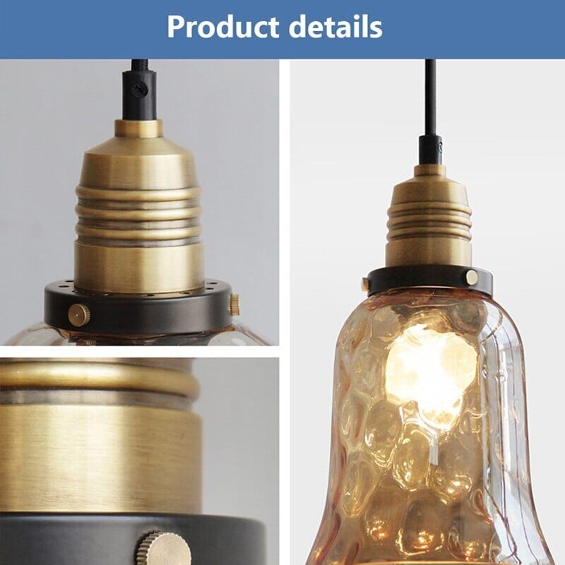 Luminara Vintage-Pendelleuchte aus Bernsteinglas — warmes LED-Licht
