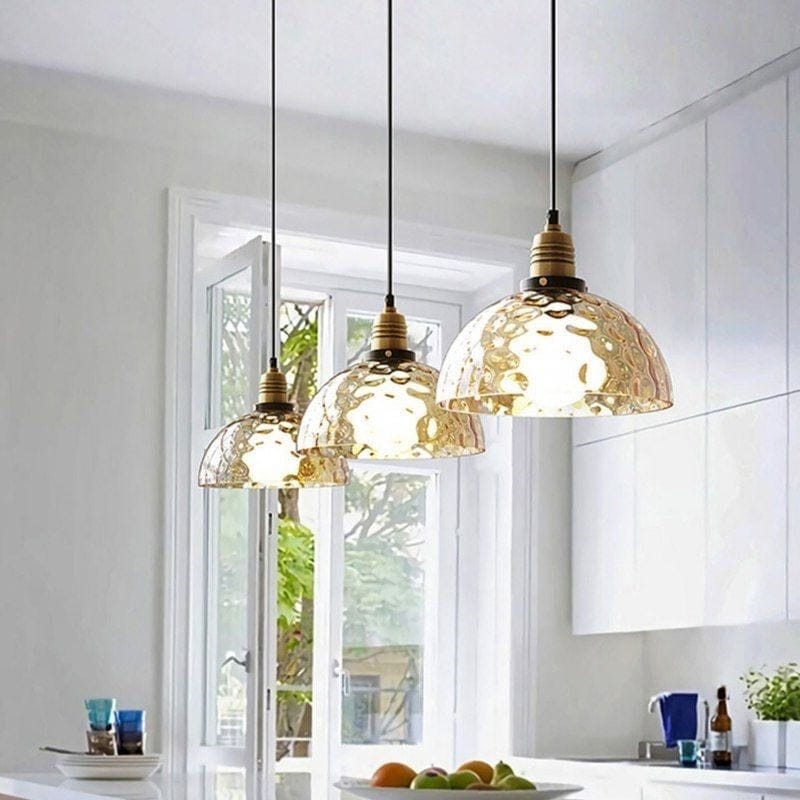 Luminara Vintage-Pendelleuchte aus Bernsteinglas — warmes LED-Licht