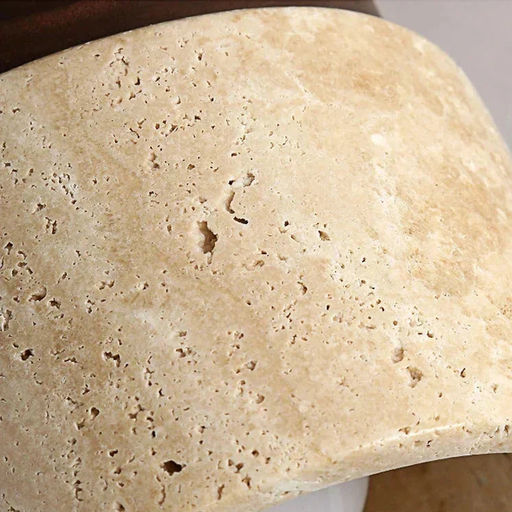 Liora Table Lamp — Travertine and Wood Design, E27 LED Bulb Included