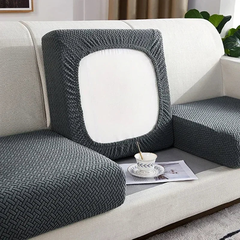 Capa elástica jacquard antiderrapante para sofá — Proteção premium FlexiWeave
