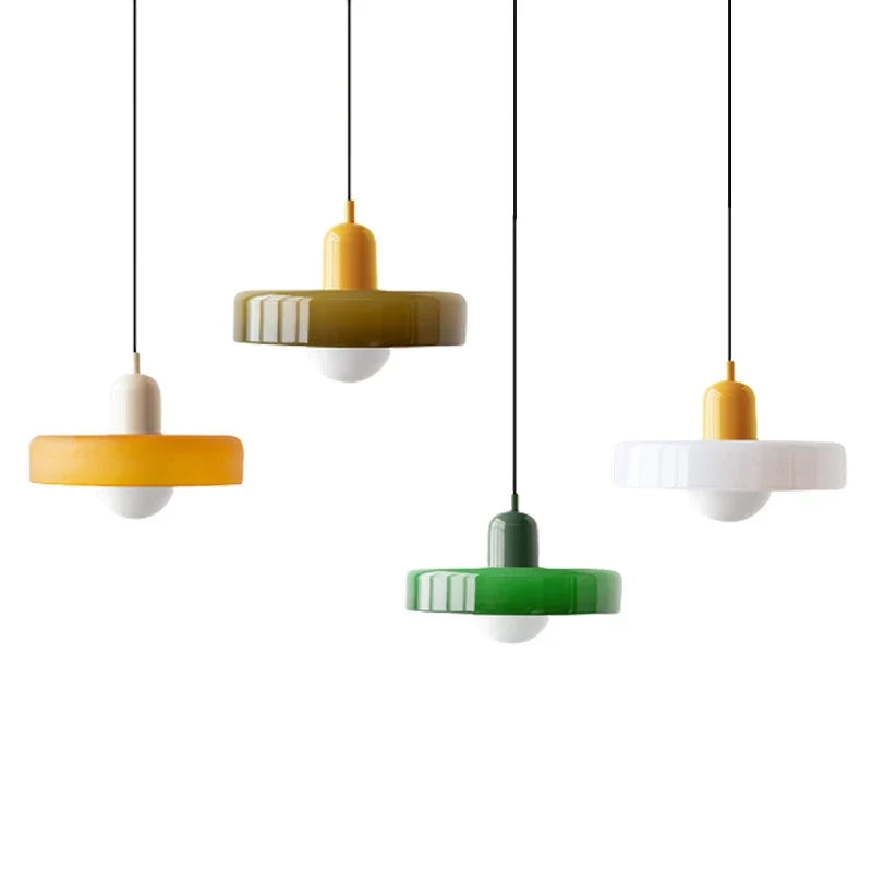 Lámpara colgante de vidrio – Pantalla Bauhaus de doble color