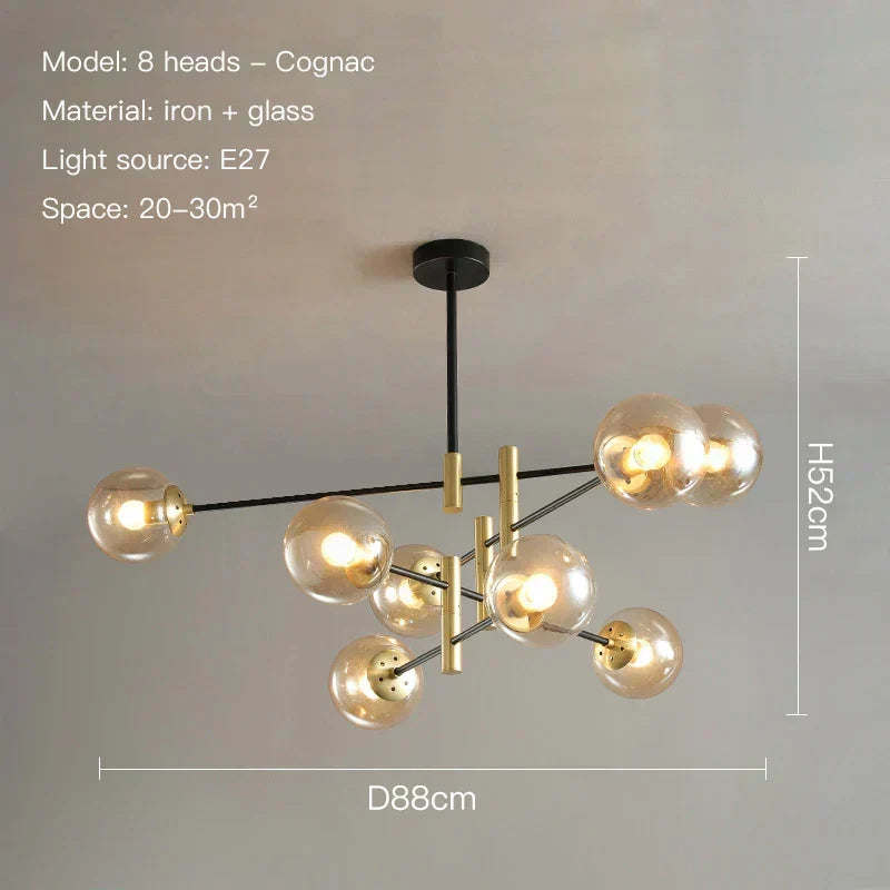 Auralis Black and Gold Adjustable Ceiling Chandelier