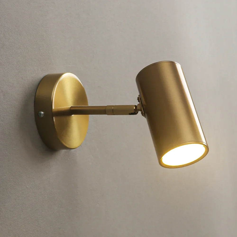 Foco de pared LED integrado giratorio, metal negro y dorado
