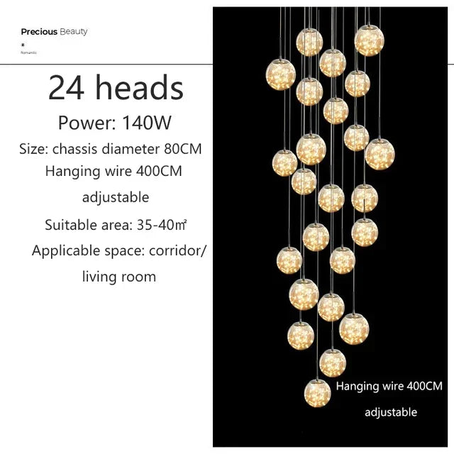 AstraLume Ceiling Chandelier — Bubble Glass LED Pendant