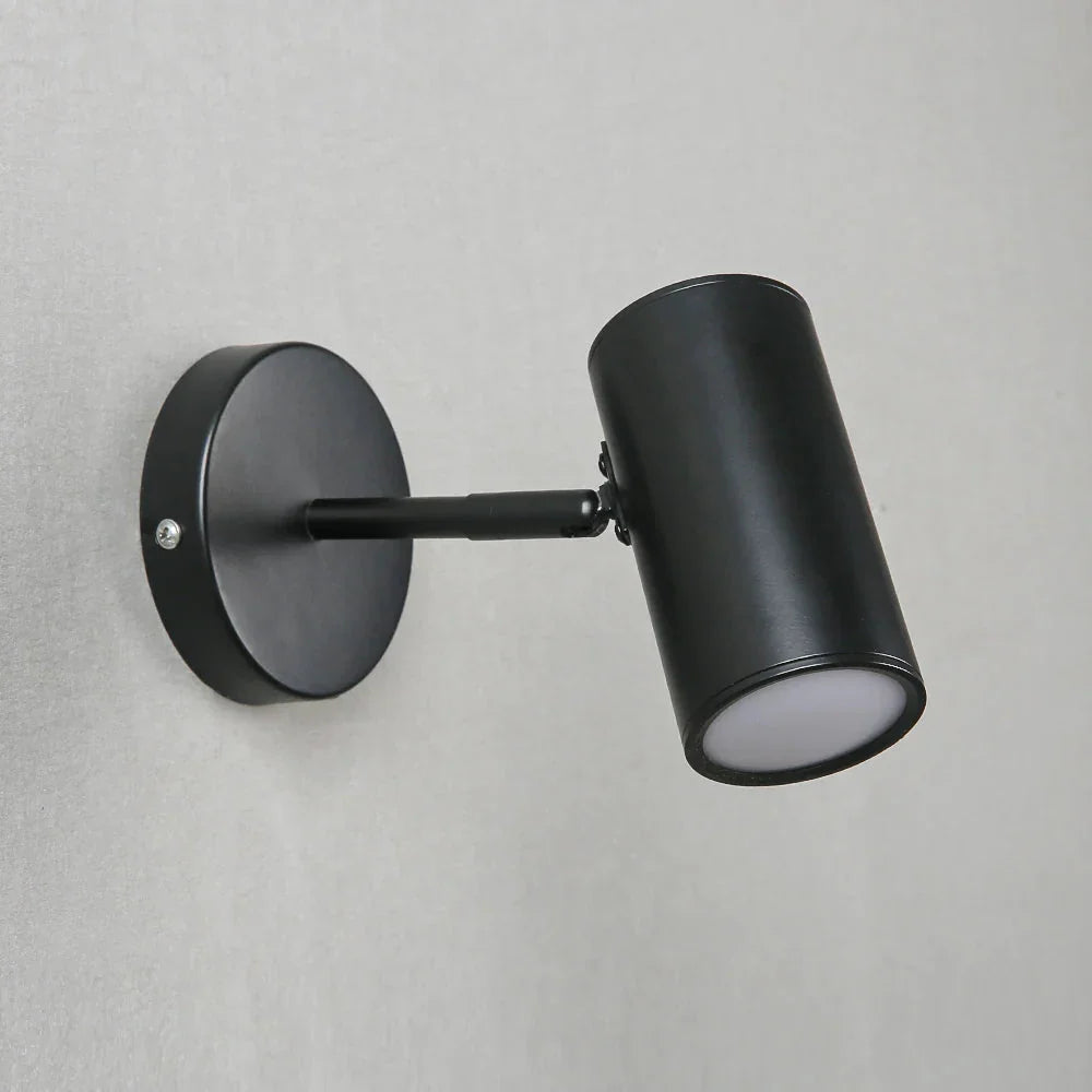 Foco de pared LED integrado giratorio, metal negro y dorado
