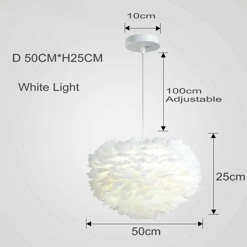 Aurelle Feather Pendant Light — Gentle LED Glow Shade