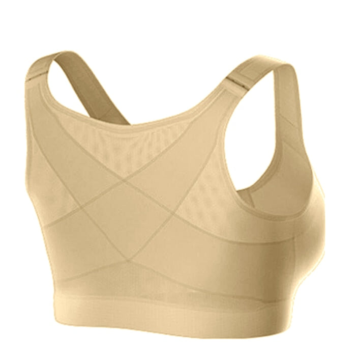Hållningsstödjande bh — knäppning fram, svart, beige och vit