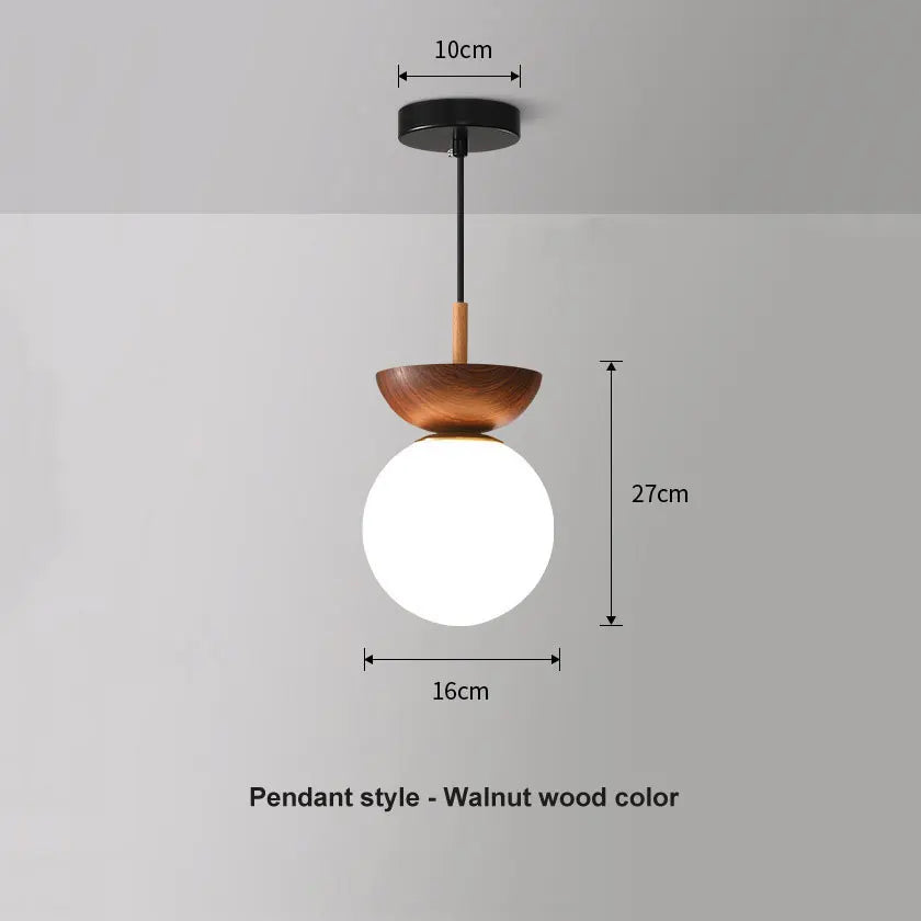 Modern Nordic Glass Ball Ceiling & Pendant Light | Wood Finish | Wildoxy