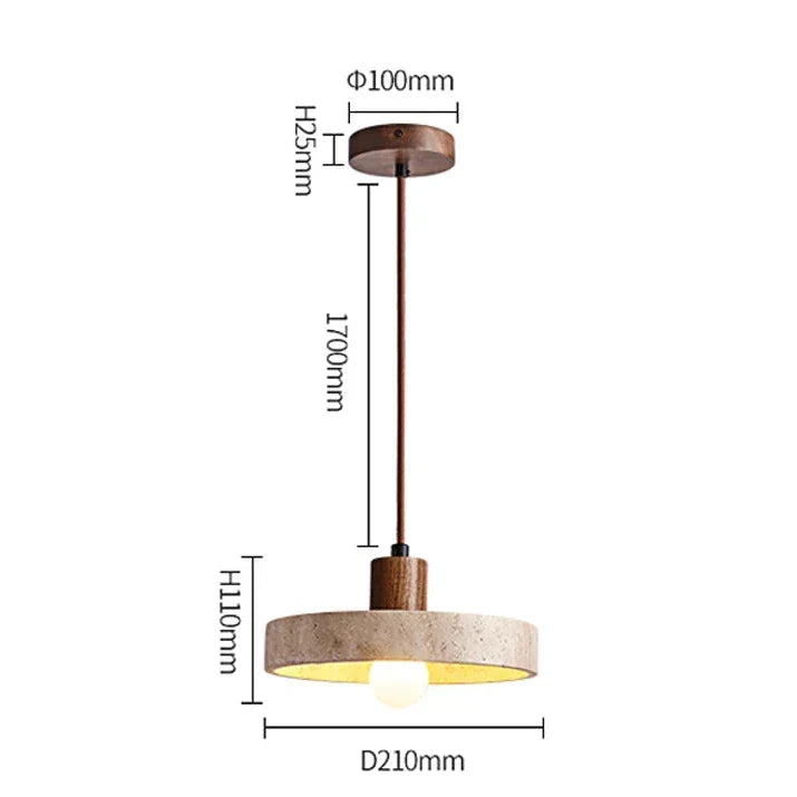 Elaraa Travertine Finish LED Pendant Lamp — Single Cord, E27 Base