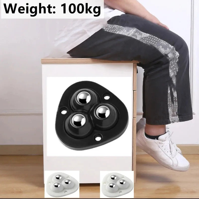 粘着式家具用キャスター - 360°回転、4個セット
