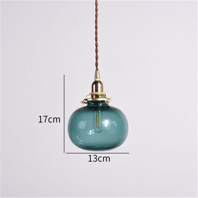 Liora Vintage Tones Glass Ball Pendant Light — Brushed Brass Fixture